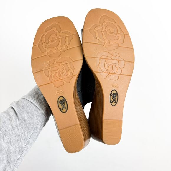 Sofft Womens Gabriella Leather Slingback Wedge Sandals Black - 10 10M - Picture 6 of 8